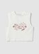 White regular-fit stretch cotton tank top with prints_0