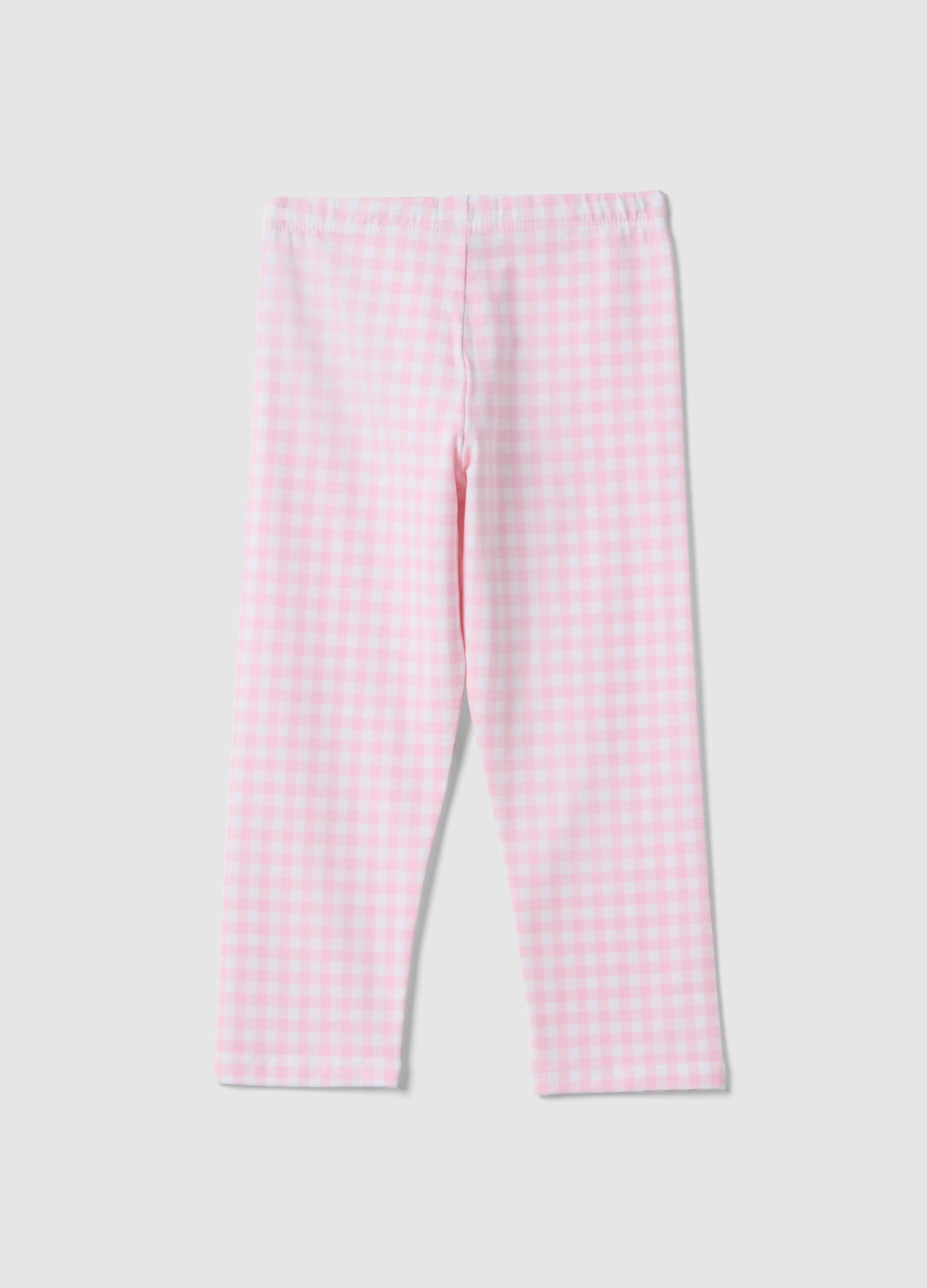Girls' Multicoloured Check Skinny Cotton Leggings