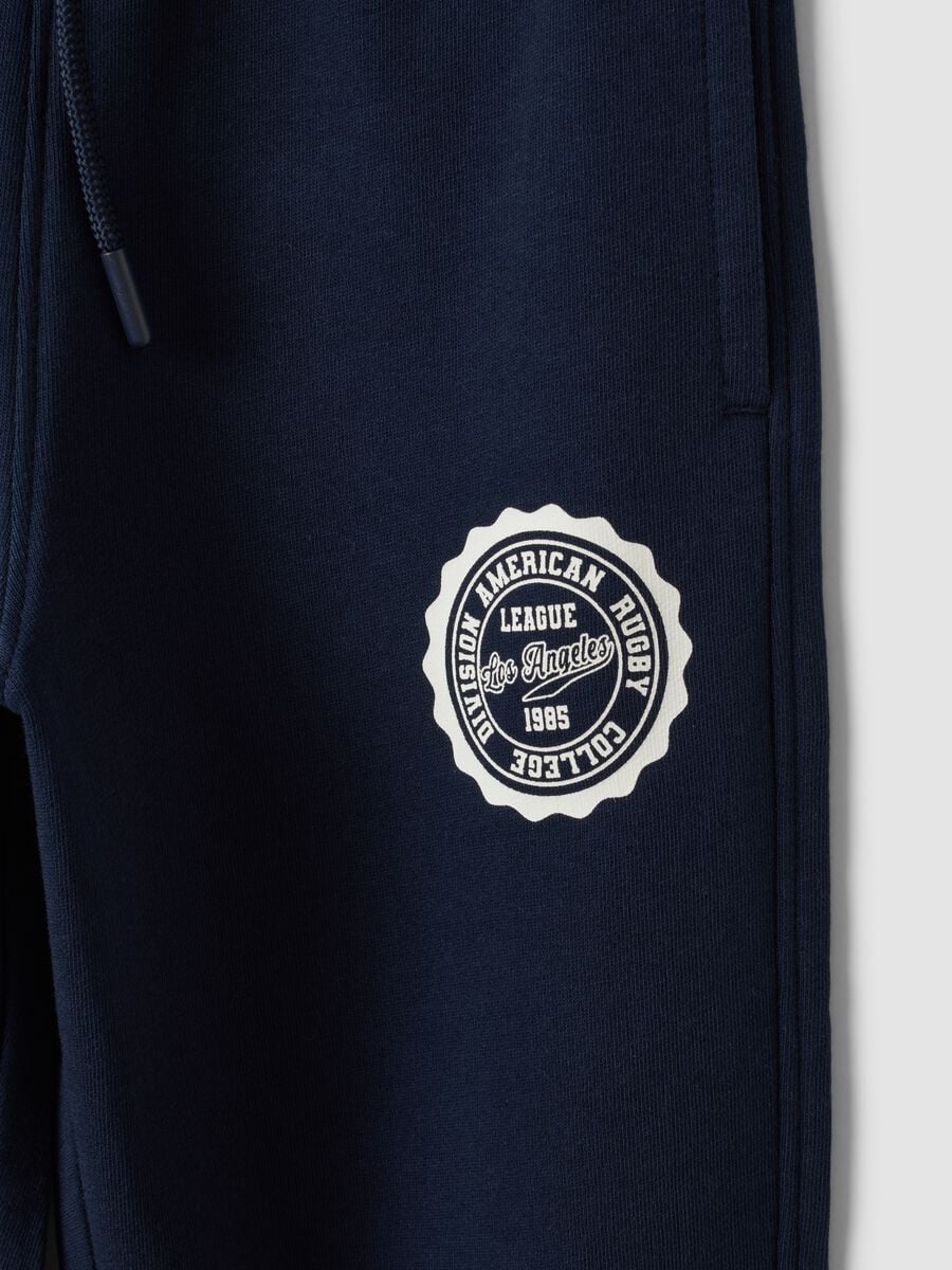 Navy cotton-viscose joggers with contrast print for boys_3