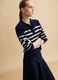 Multi-coloured striped pure cotton sweater, regular fit, deep V_1