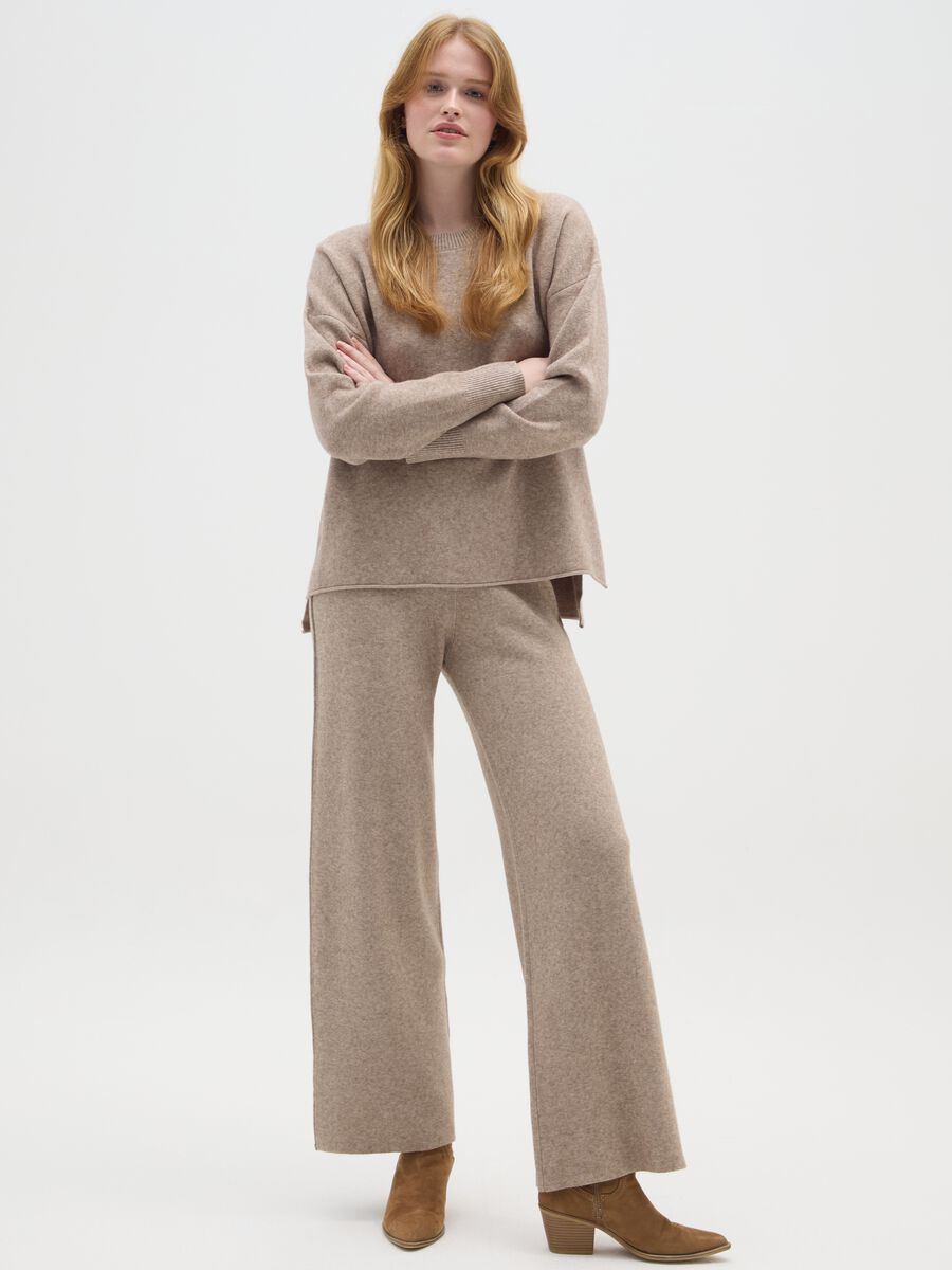 Pantaloni a palazzo beige regular fit_0