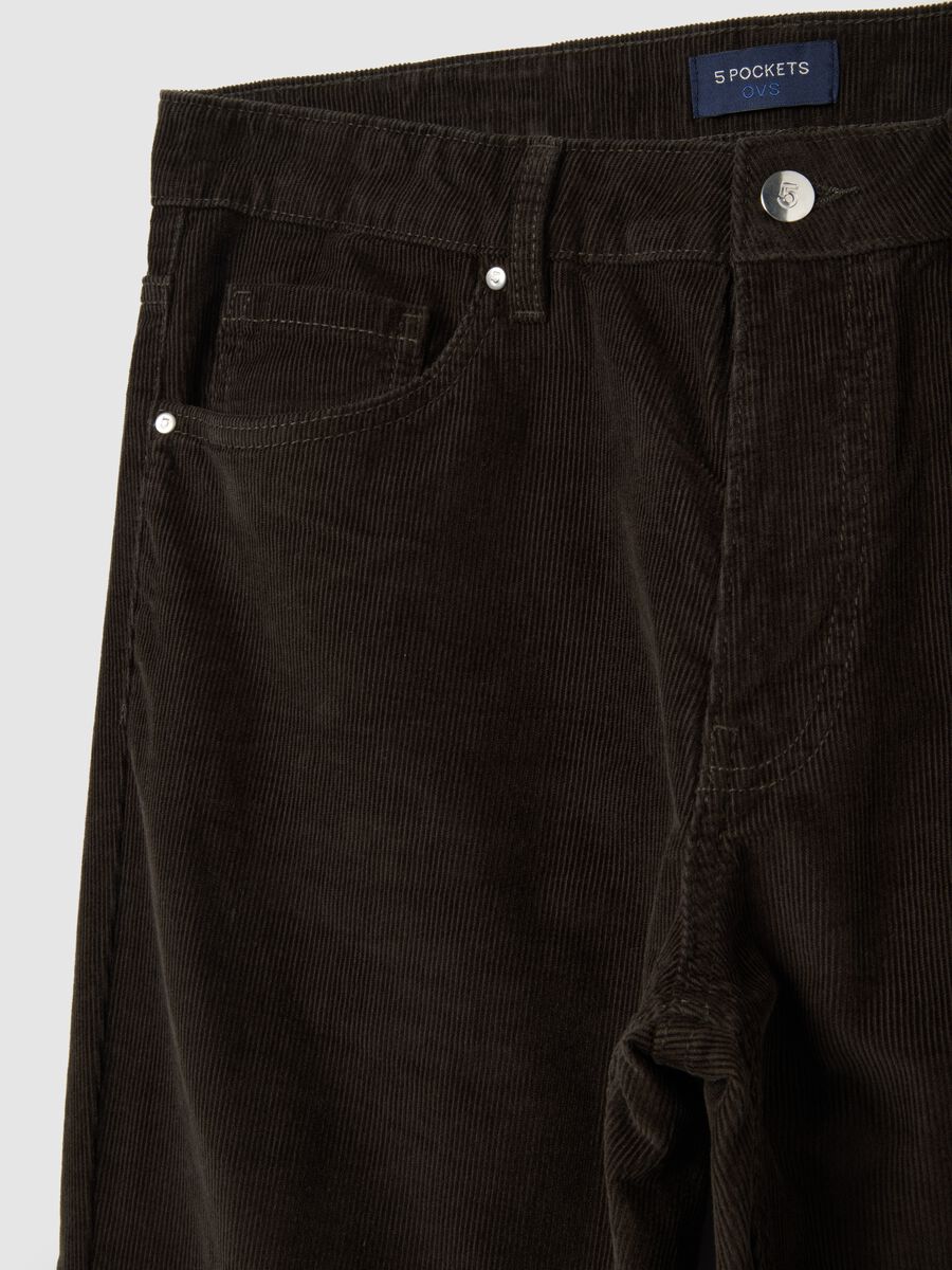 Brown slim fit pure cotton trousers_1