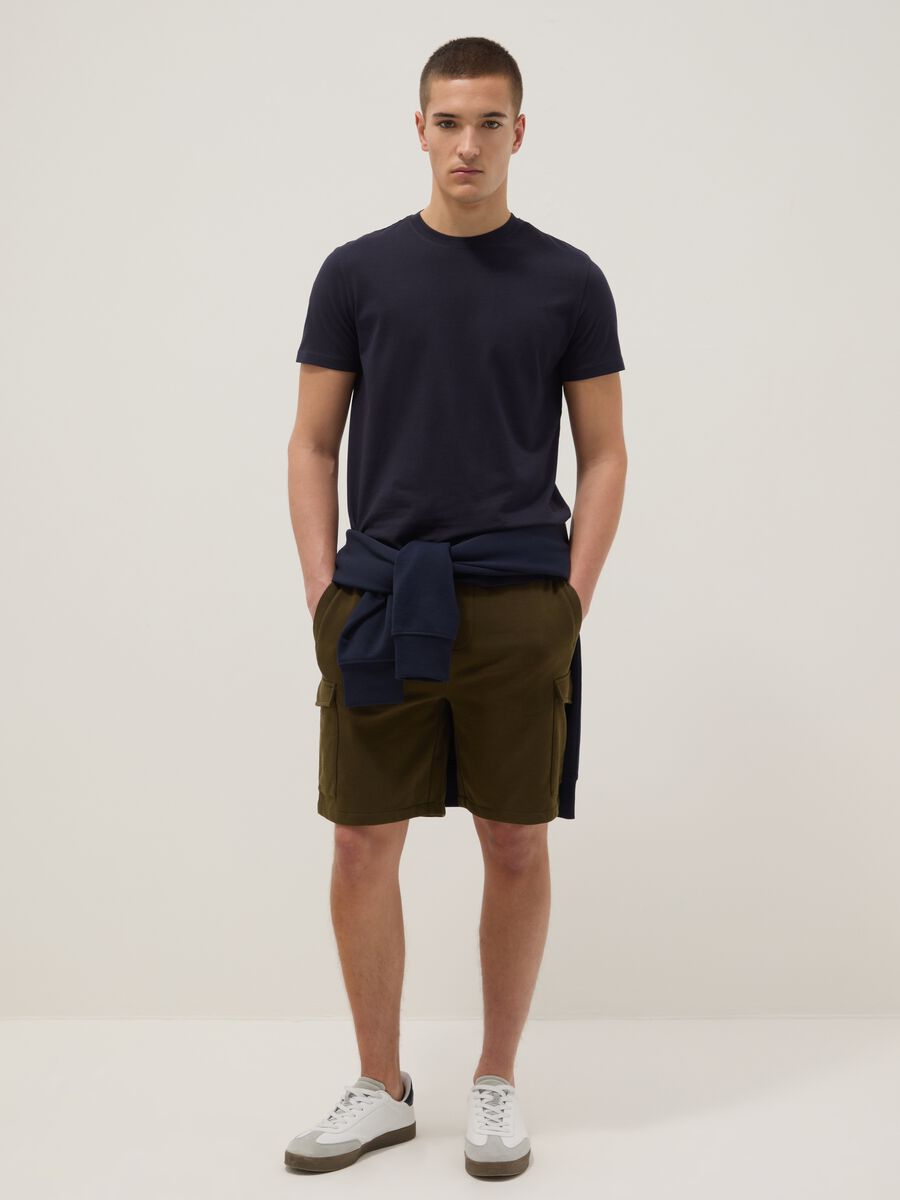 Green cotton-blend cargo Bermuda shorts_0