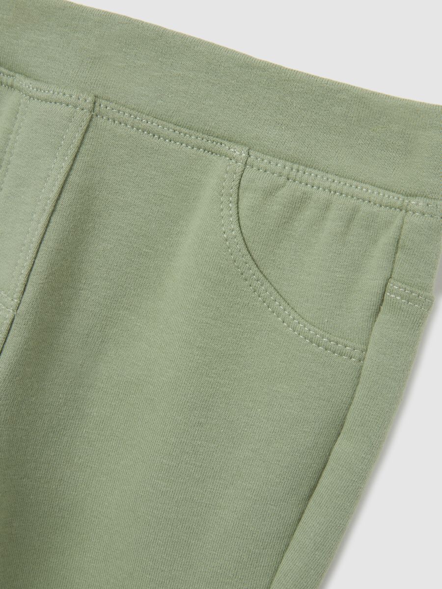 Girls' green slim fit elasticated cotton treggings_2