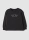 Black pure cotton crew-neck sweatshirt with heart print for girls_0