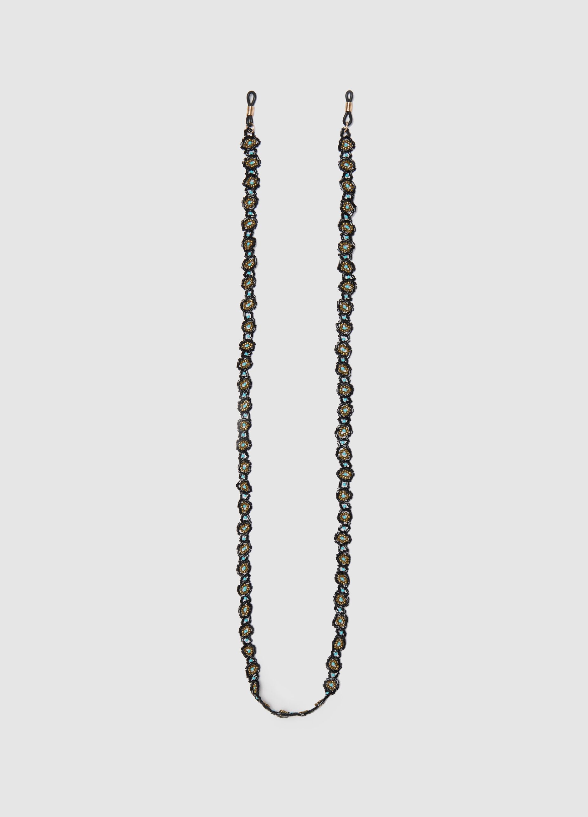 Glasses chain with multicoloured beads