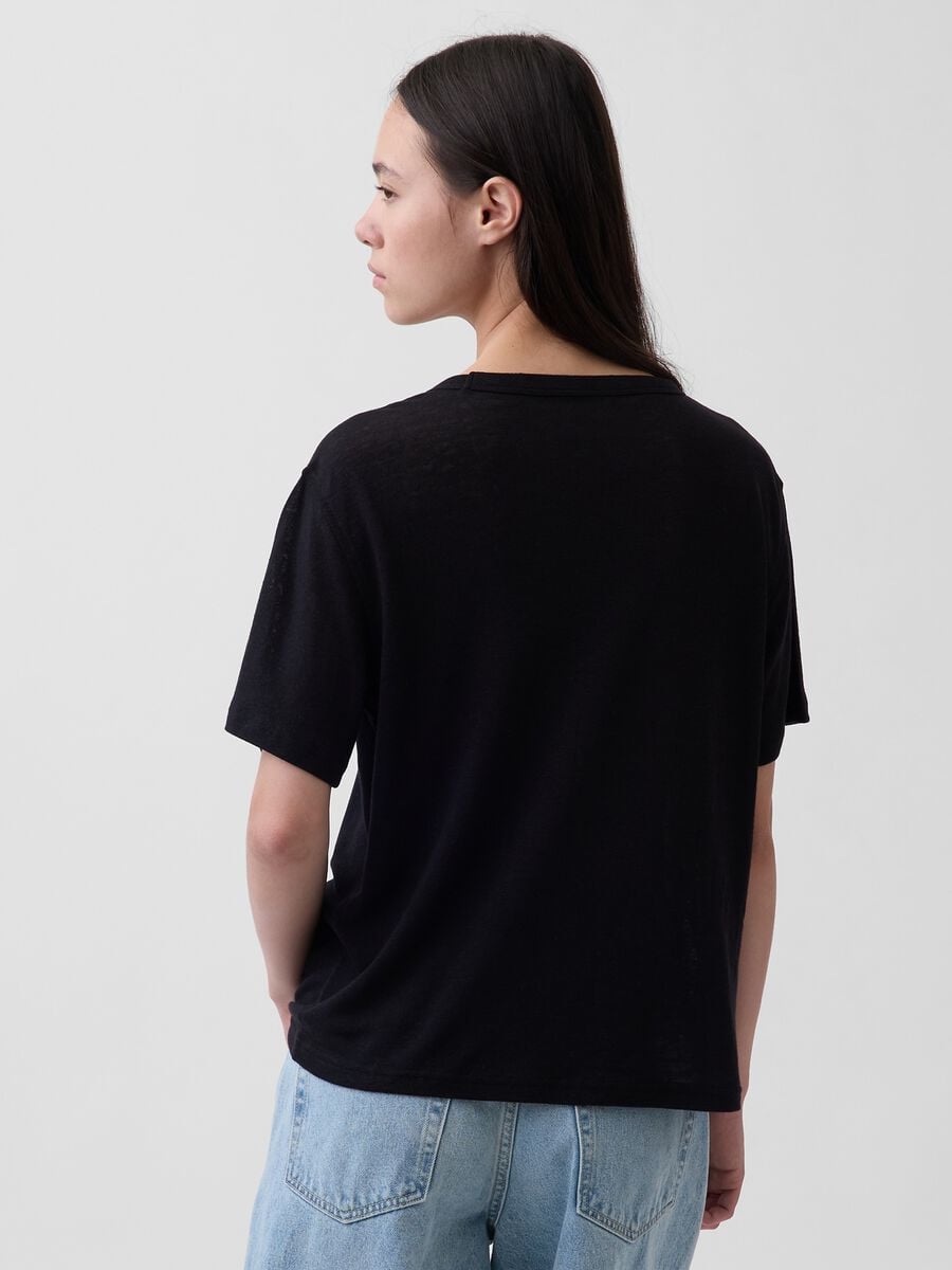 T-shirt a maniche corte in misto lino_1