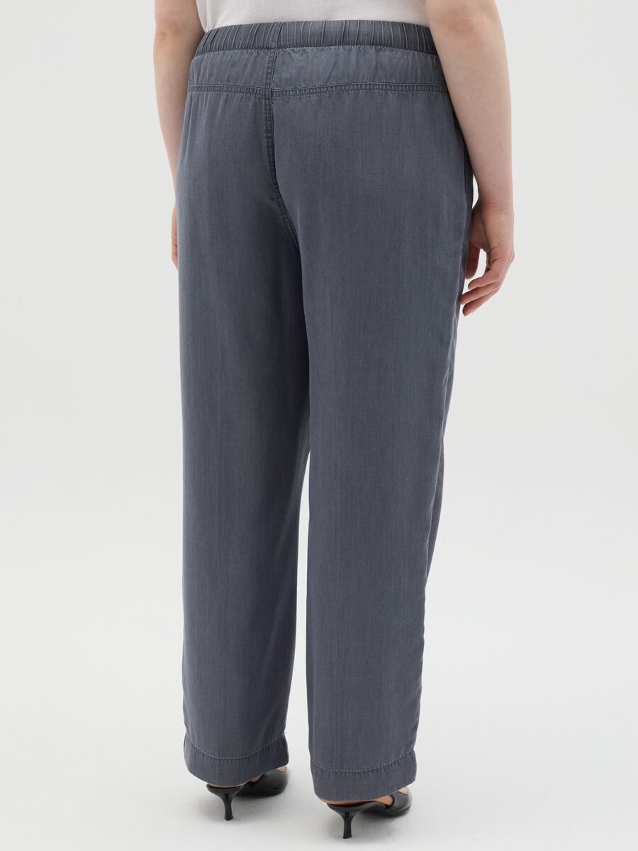 Curvy grey jogger trousers with denim effect_2