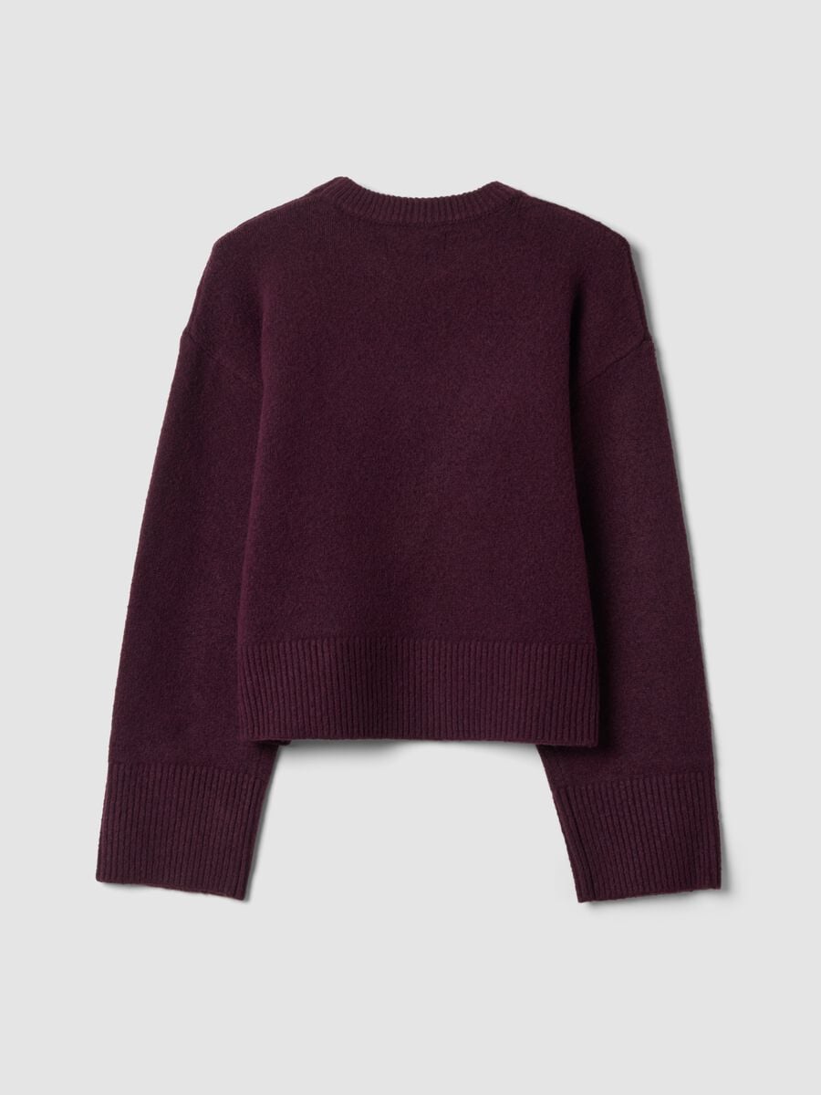 Purple stretch wool crew-neck jumper with oversized fit_2