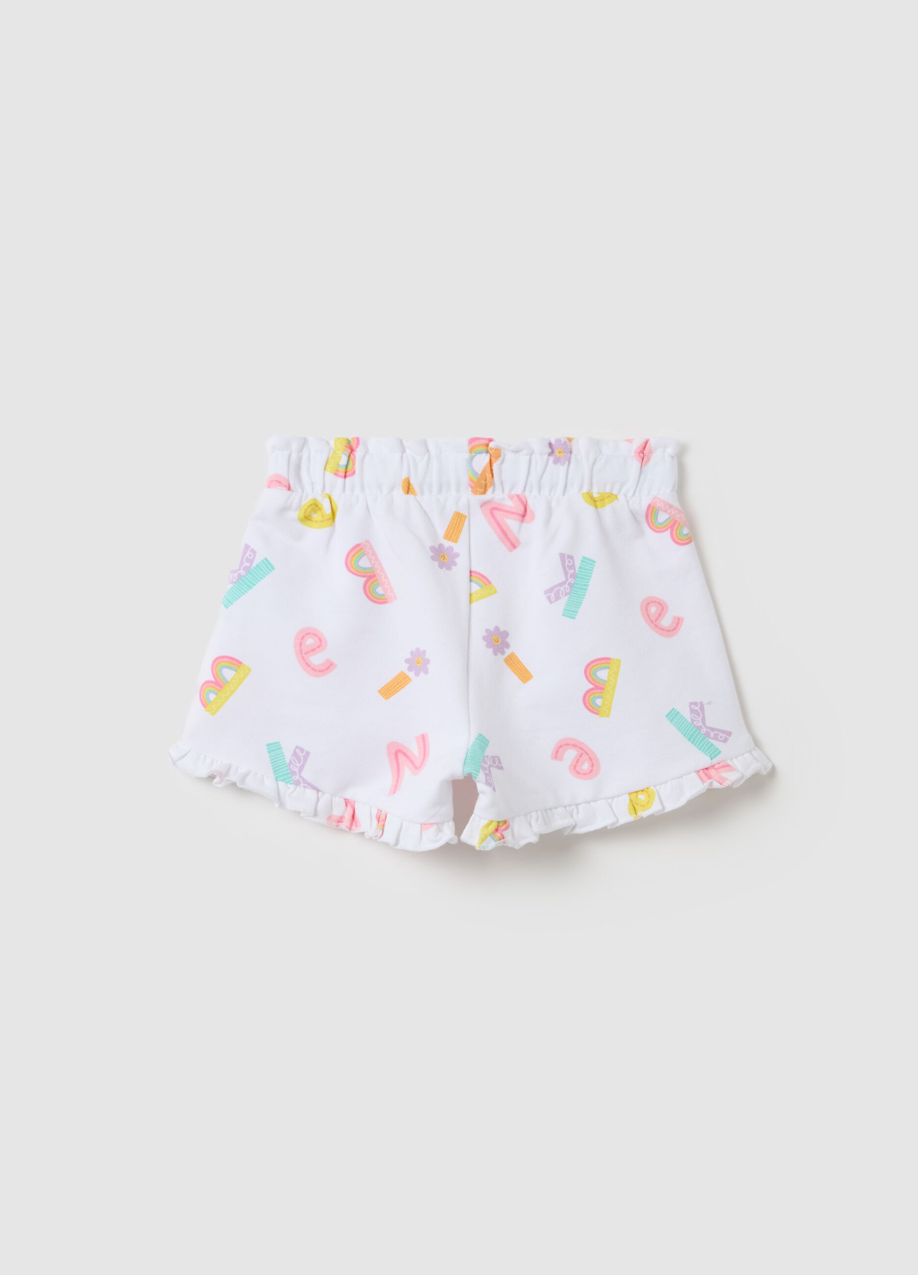Shorts da bambina in cotone elasticizzato multicolor regular fit