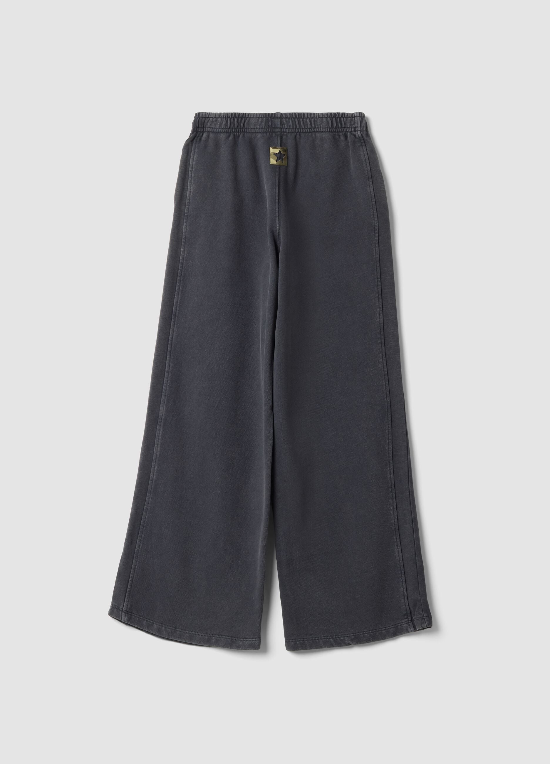 Pantaloni grigi wide leg in puro cotone