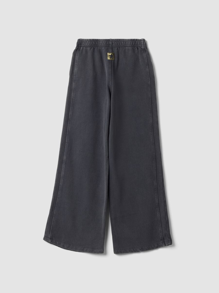 Pantaloni grigi wide leg in puro cotone_1