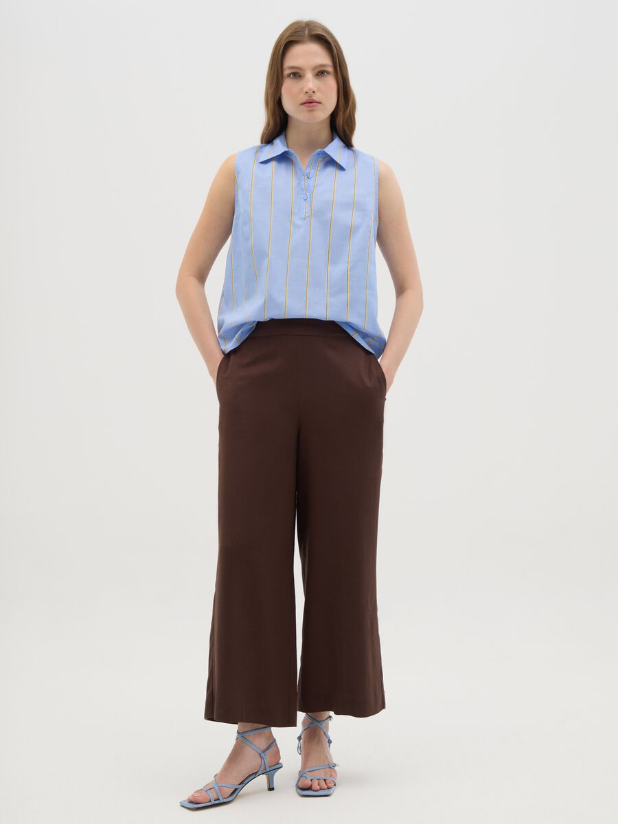 Women's Brown Viscose Blend Culotte Trousers_0