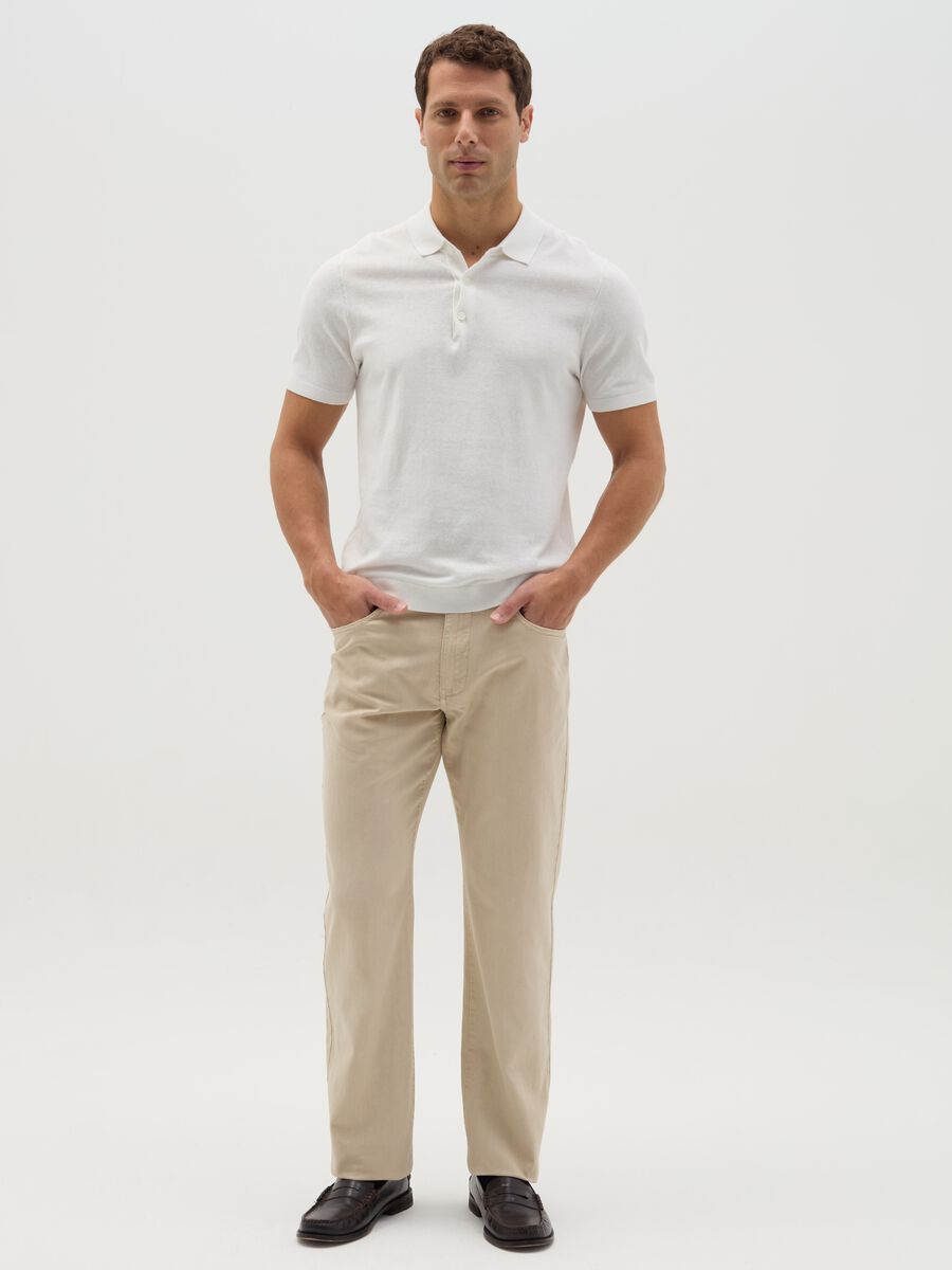 Trousers in linen and cotton with five pockets_0