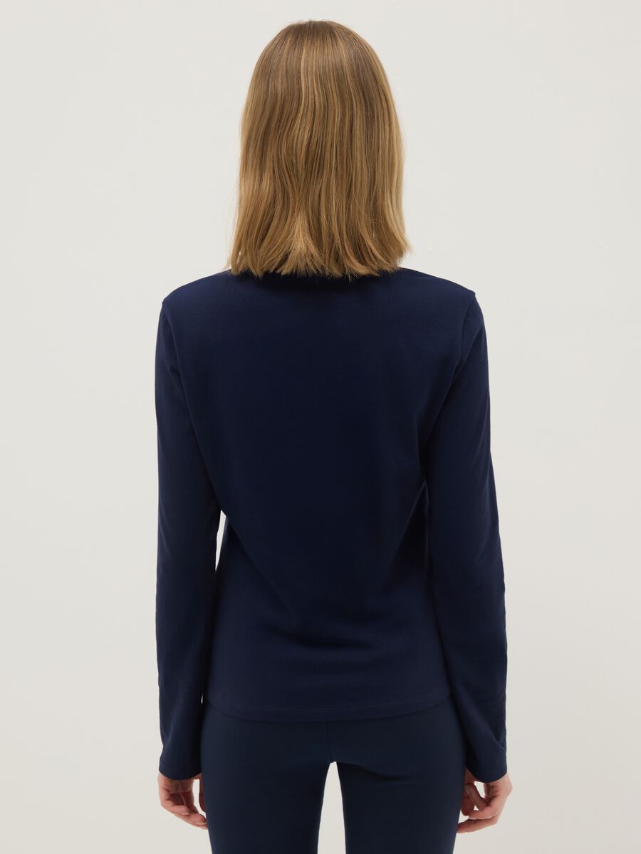 Men's long sleeve blue T-shirt in pure cotton regular fit_2