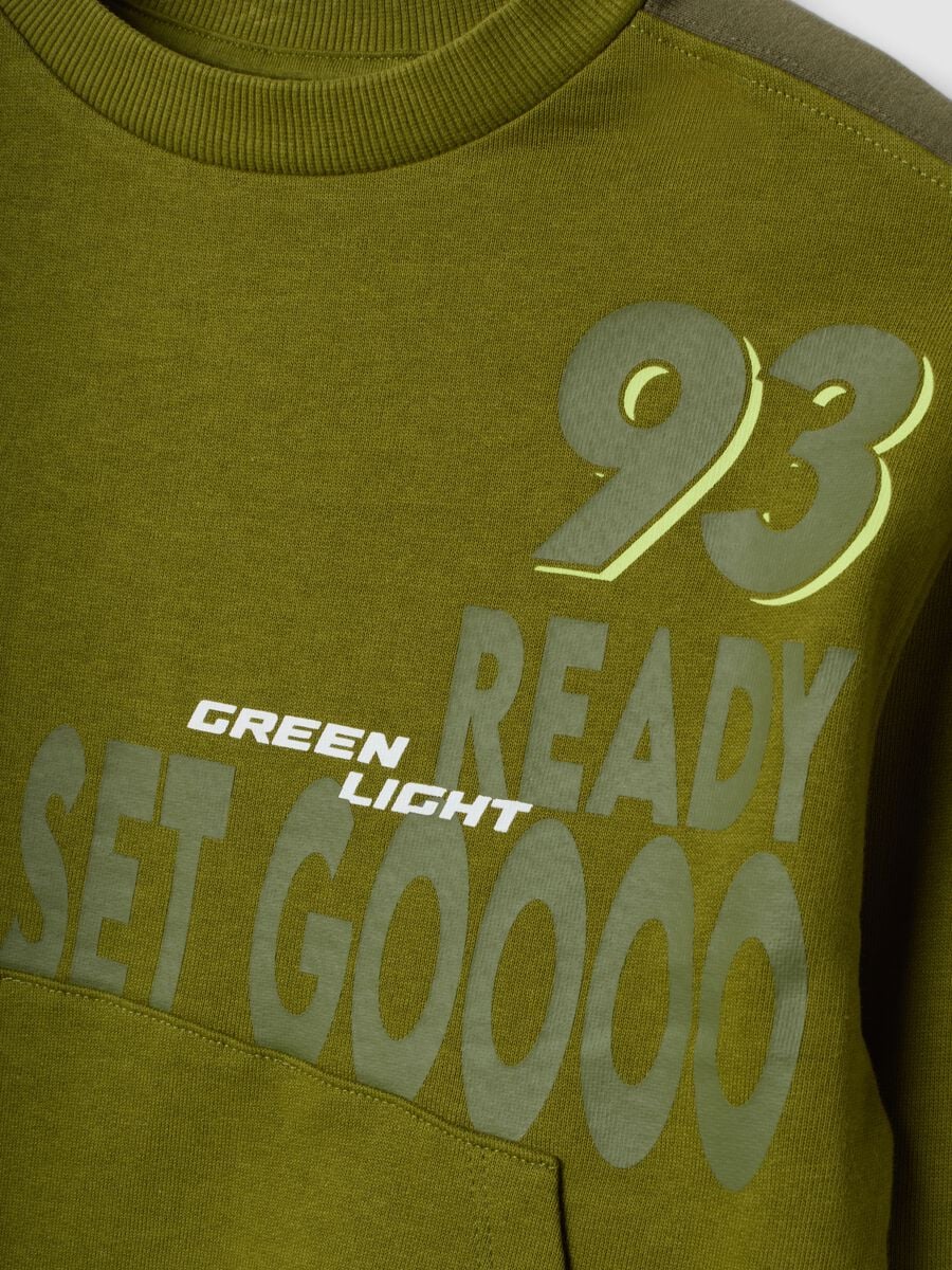 Green 100% cotton tracksuit with crew-neck sweatshirt_3