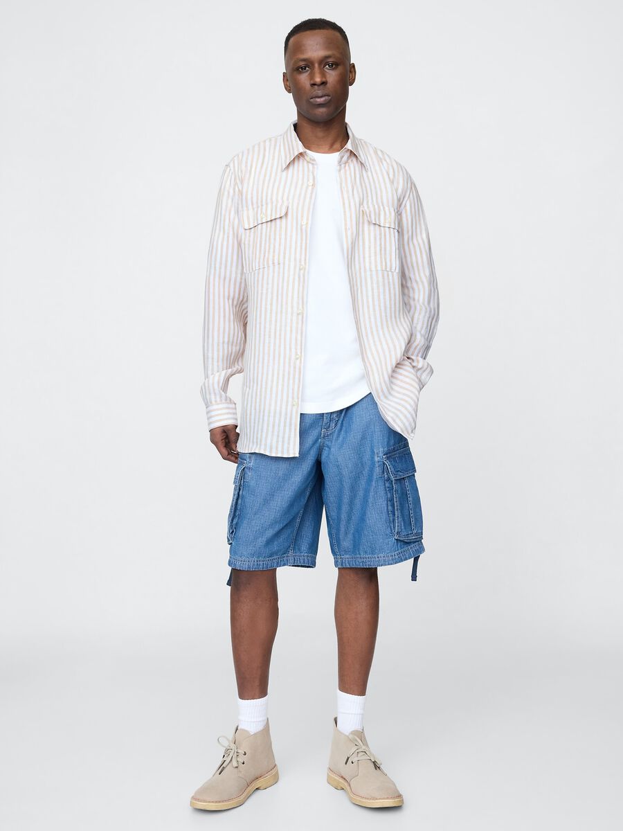 Beige and Pink Striped Shirt_1