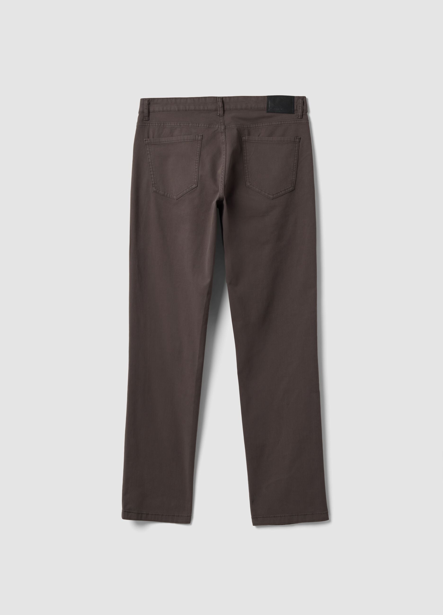 Brown regular-fit stretch cotton twill trousers