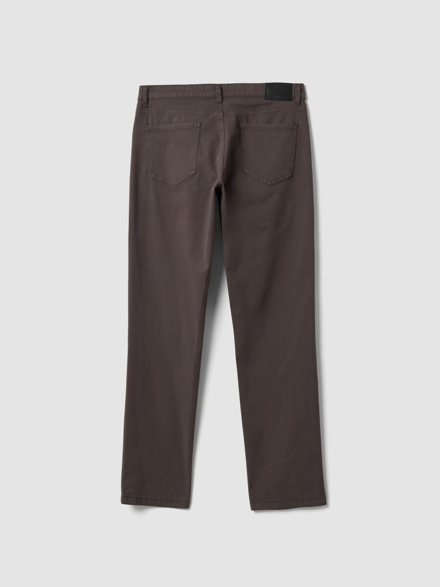 Pantaloni marroni in twill di cotone elasticizzato regular fit_2