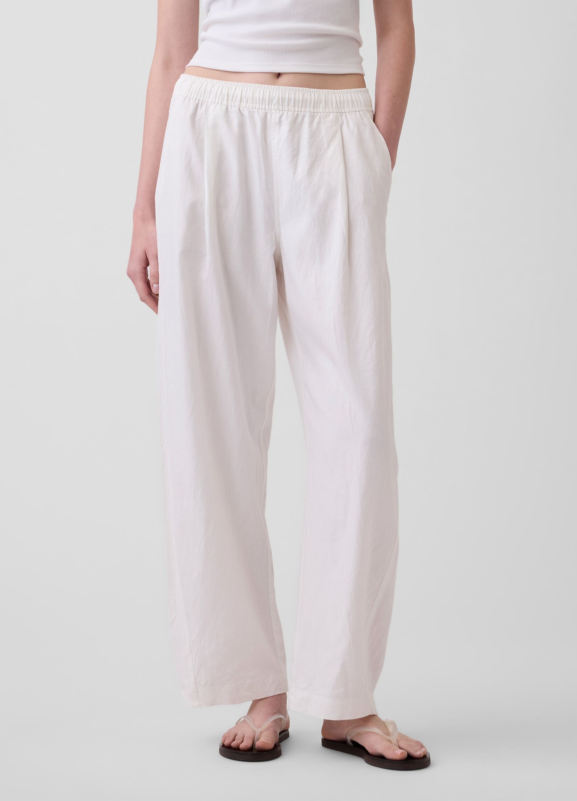 Linen-blend trousers