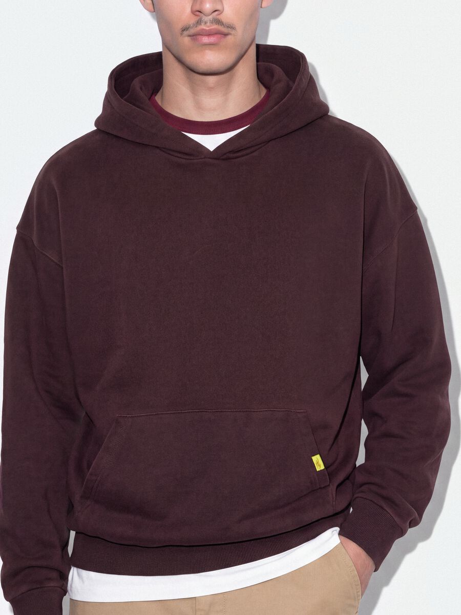 Felpa rossa in puro cotone con cappuccio over fit_3