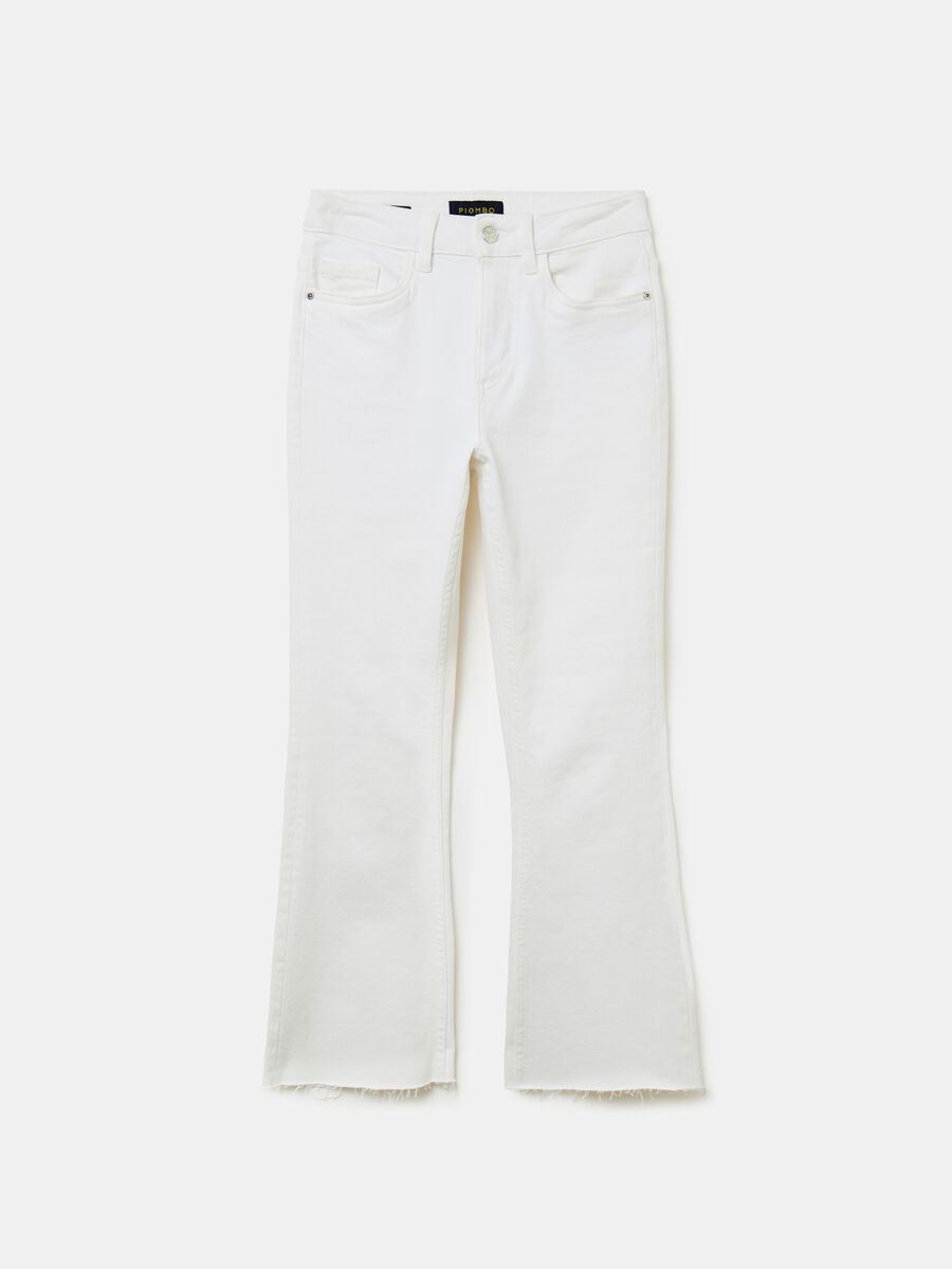 Flare-fit crop jeans with raw edging_3