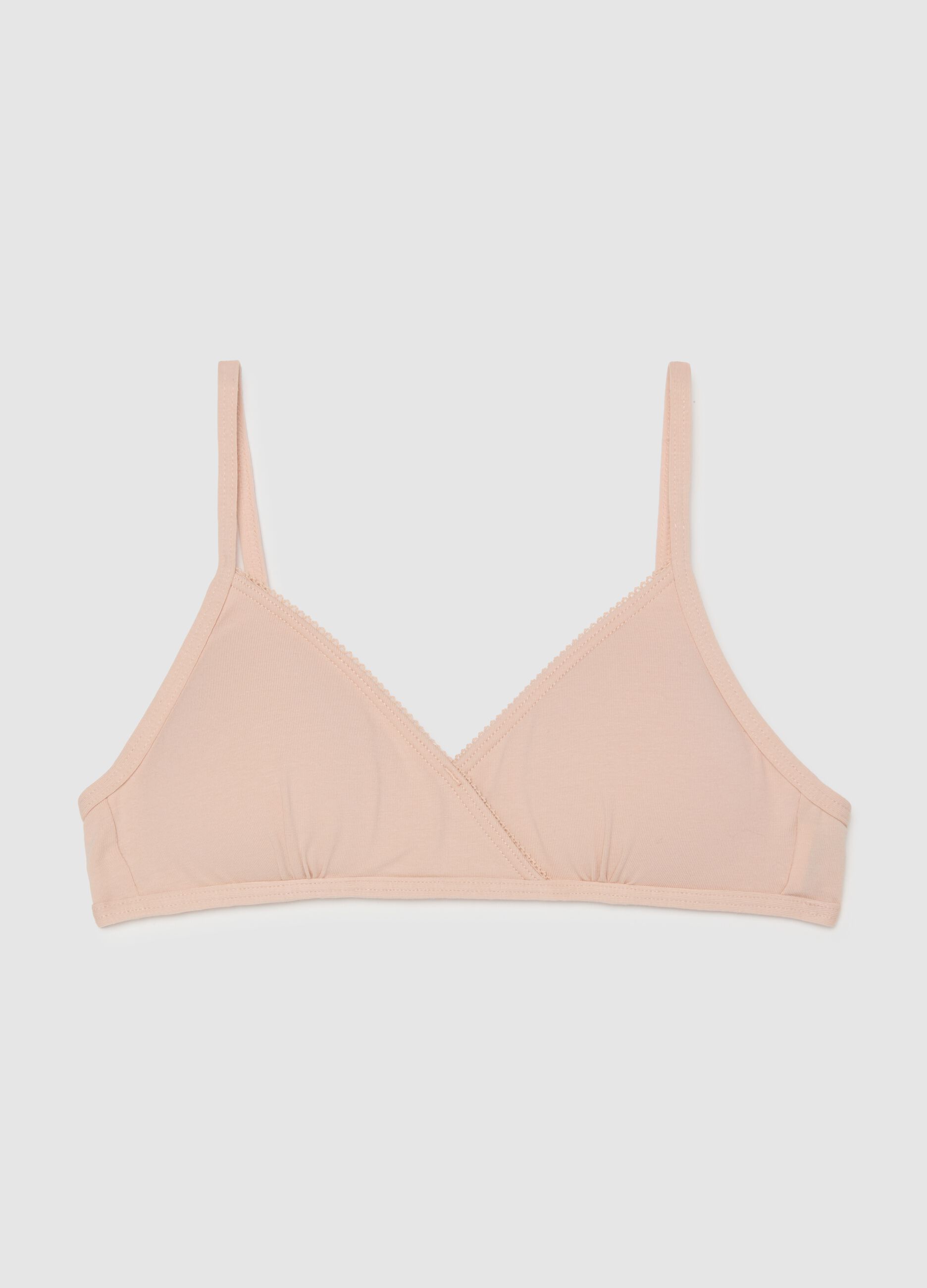 Girls' pink triangle cotton elastane bra