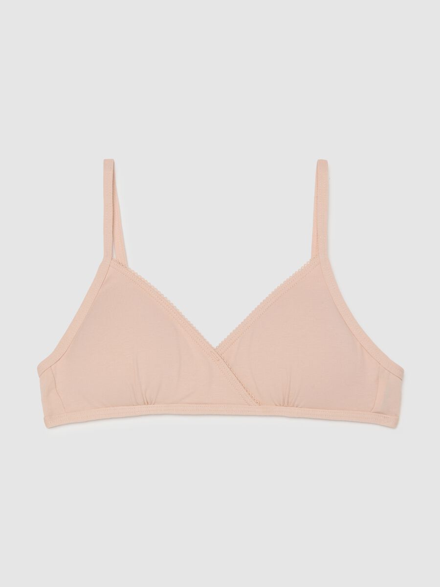 Girls' pink triangle cotton elastane bra_0