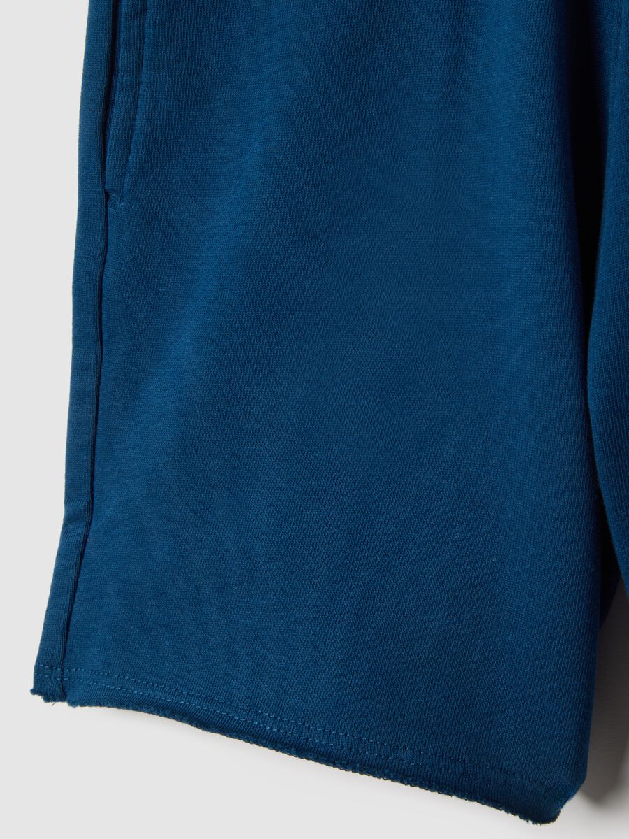 Children's regular fit blue pure cotton short jogger trousers_3