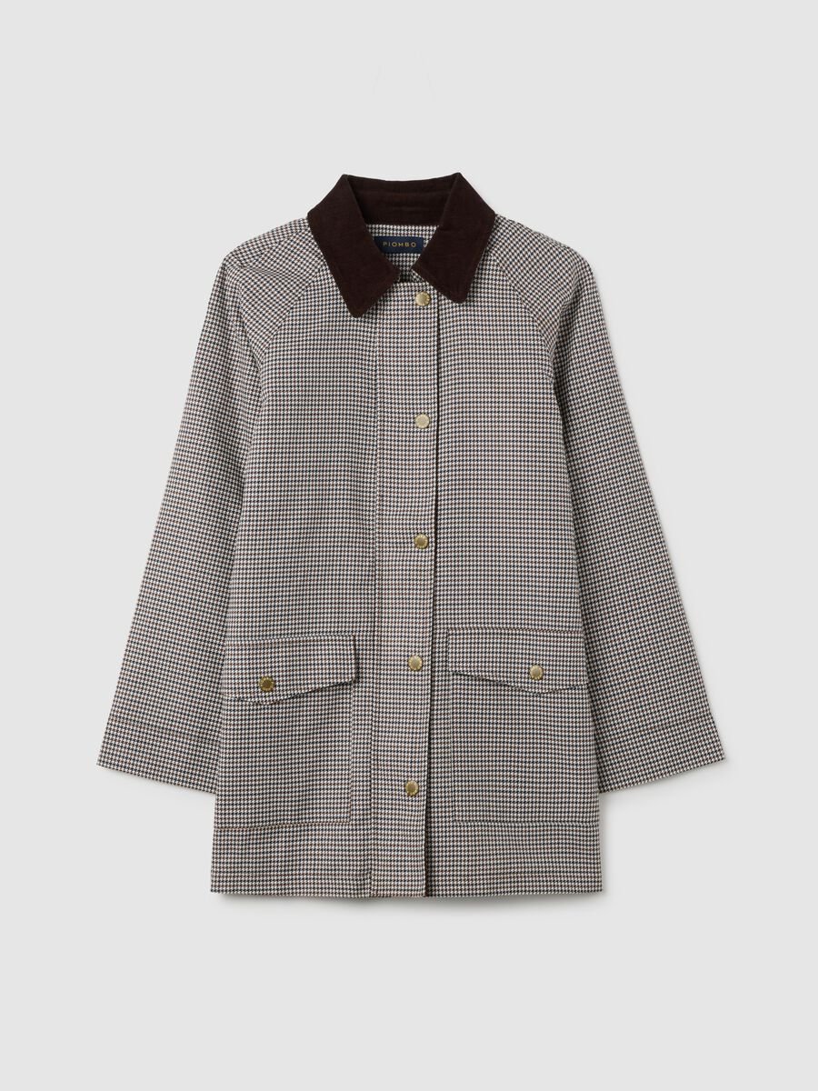 Multicolour check jacket in pure cotton with buttons and zip_5
