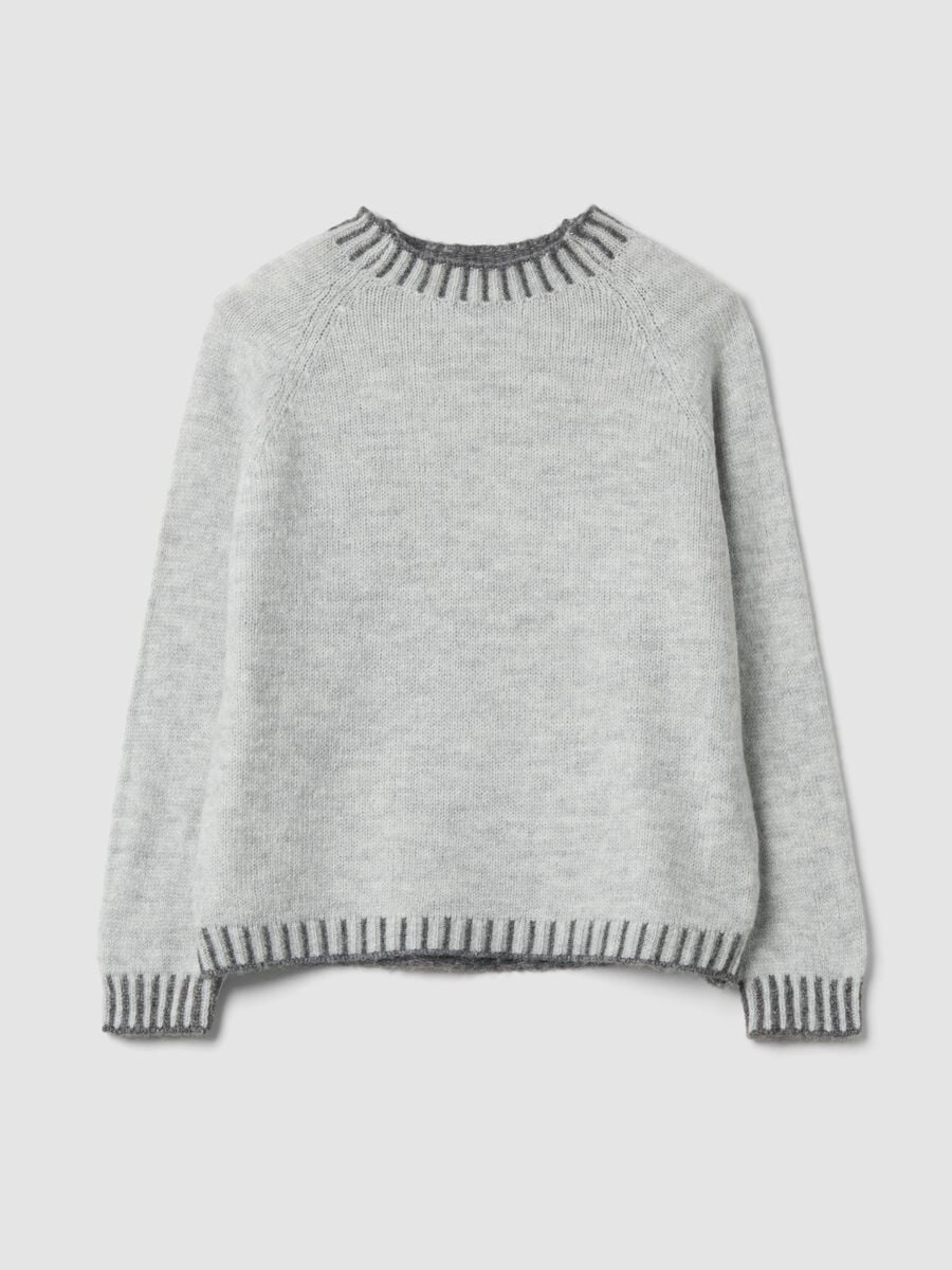Grey wool-blend jumper with contrast trims, regular fit_0