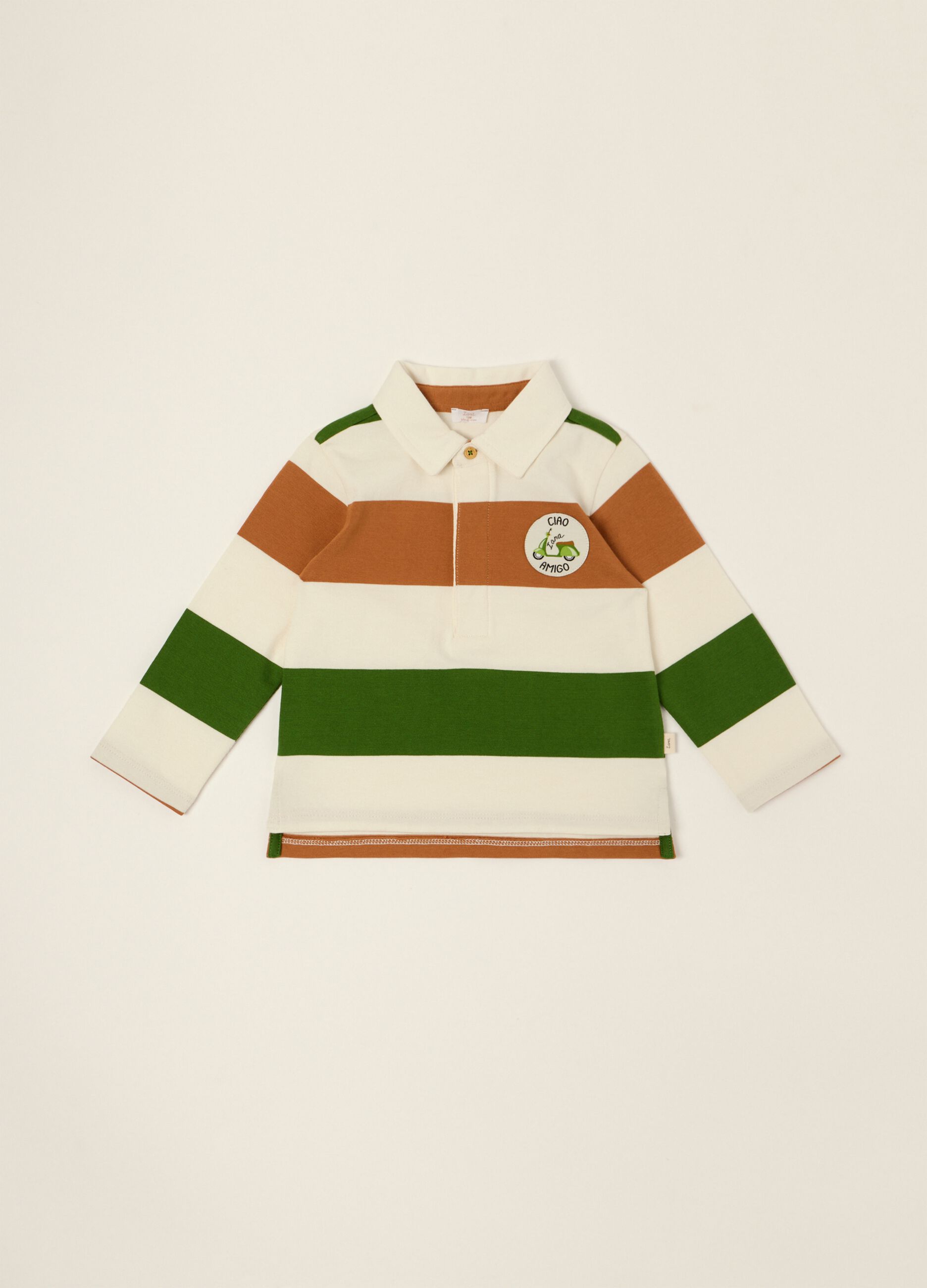 Multicolour striped pure cotton baby polo shirt, regular fit