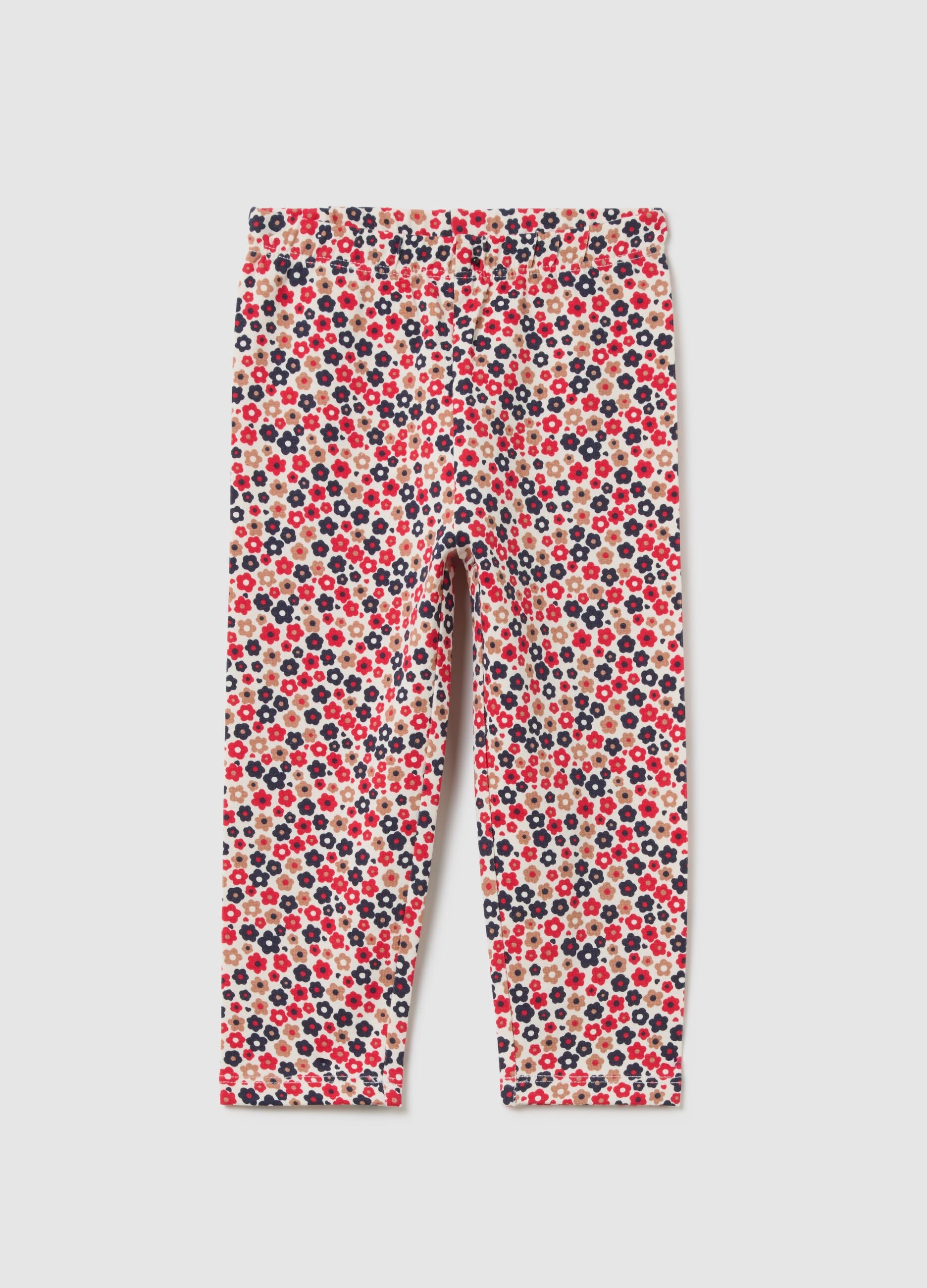 Girls' multicolour cotton skinny fit leggings