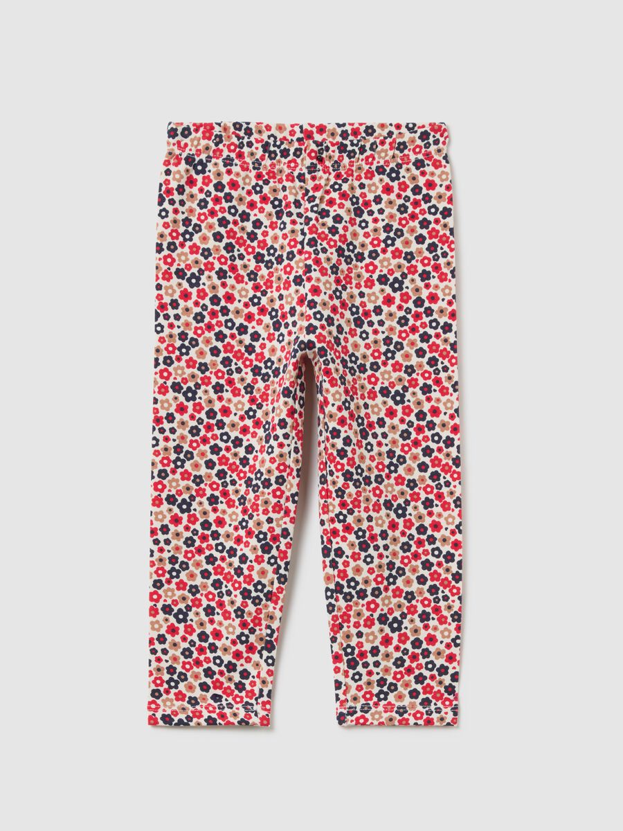 Girls' multicolour cotton skinny fit leggings_0