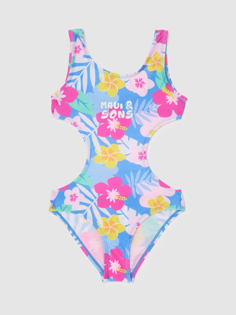 Girls' One-Piece Swimsuit in Multicolour Stretch Fabric_0