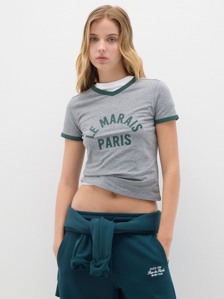 T-shirt in cotone elasticizzato grigia regular fit_1