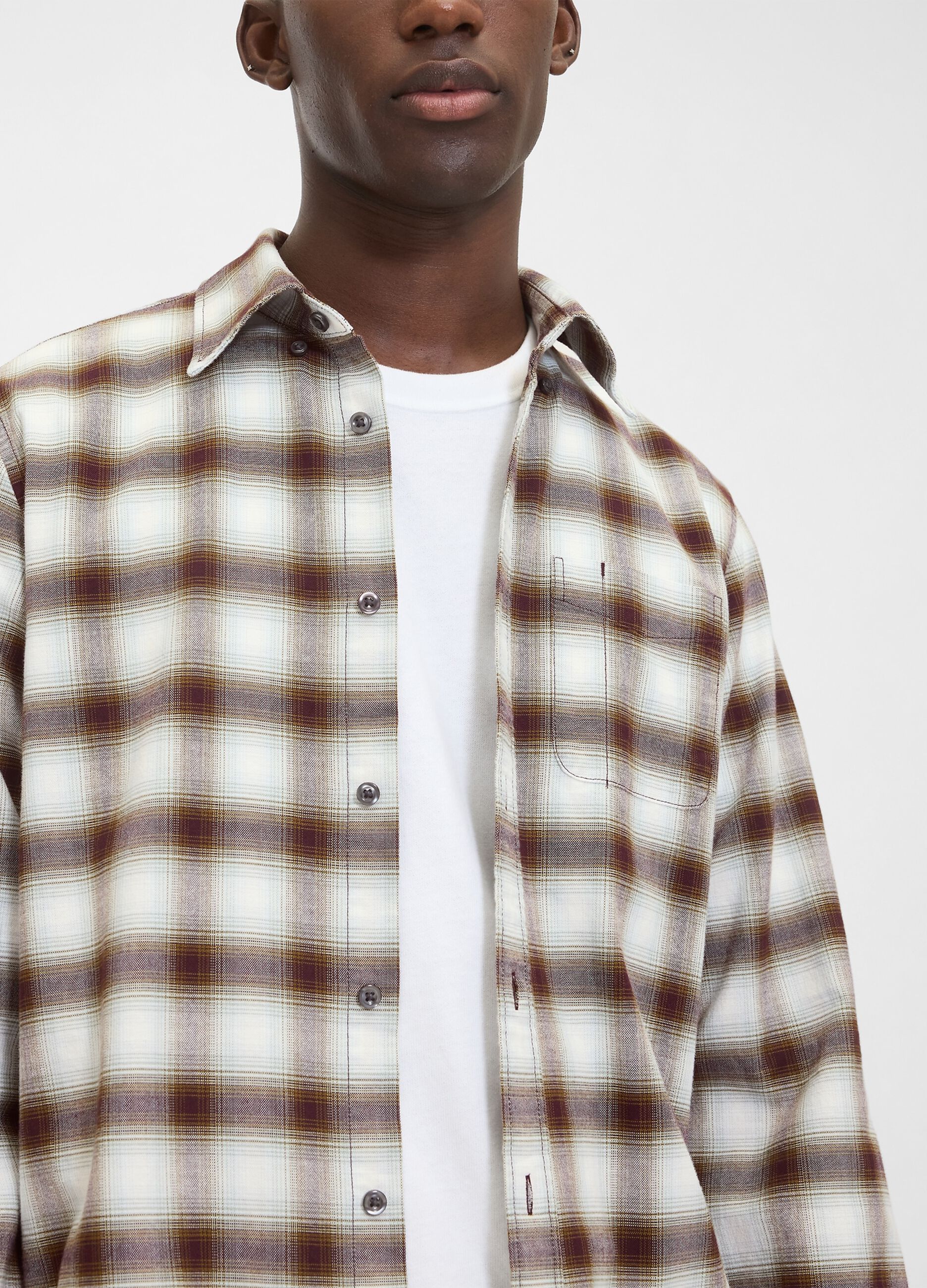 Stretch Brown Check Shirt