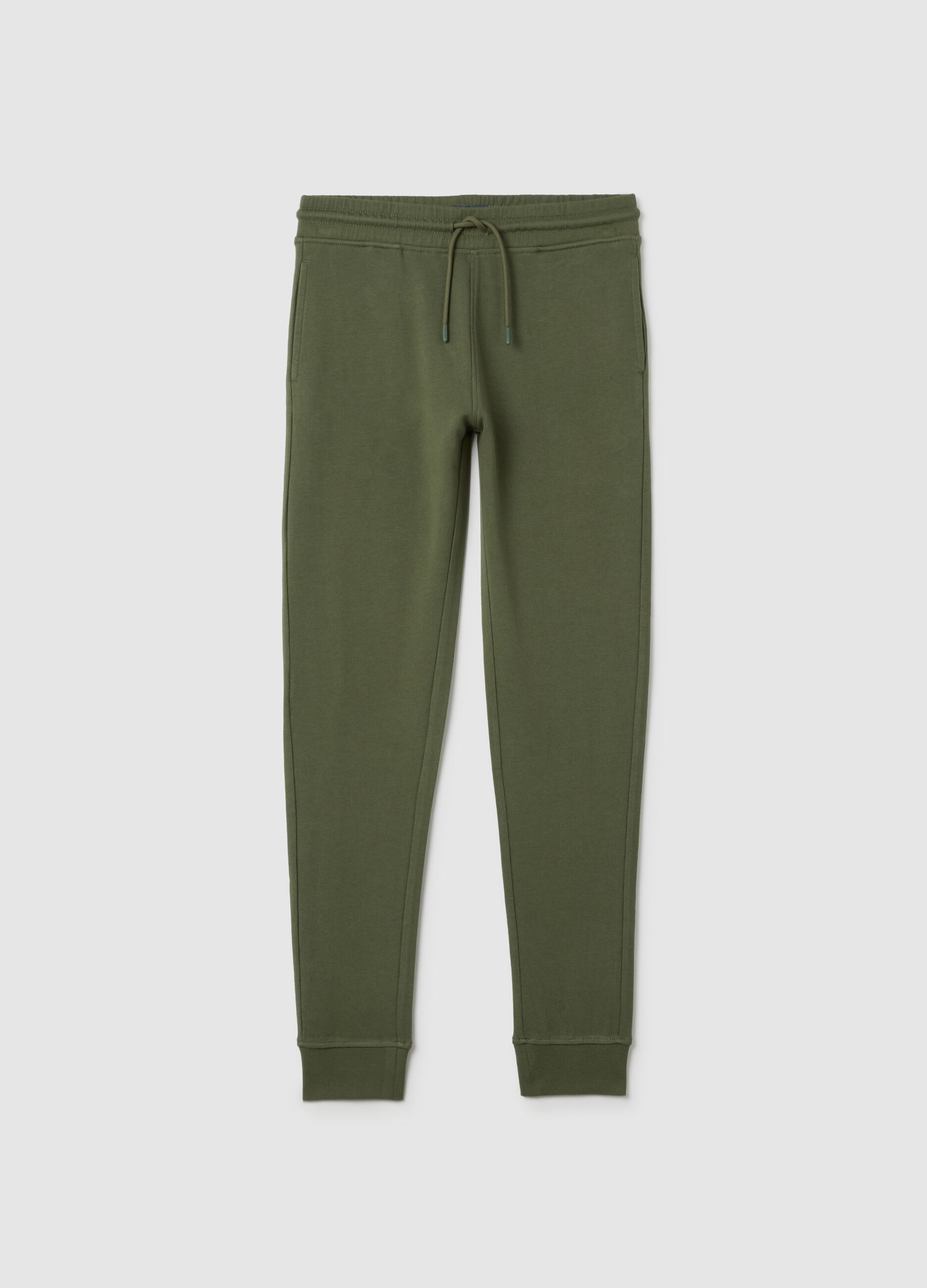 Boys' green pure cotton jogger trousers regular fit