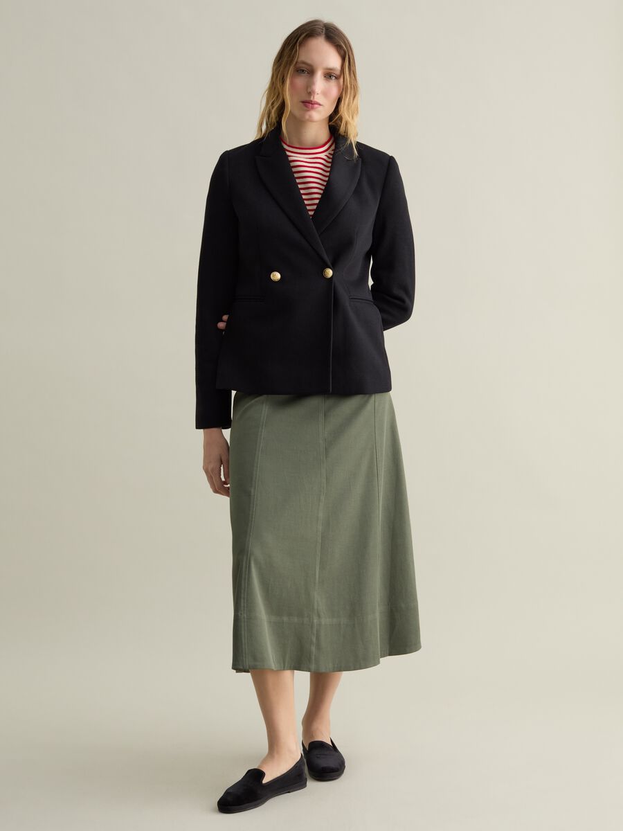 Double-breasted blazer in jersey with gold-coloured buttons_1