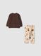 Brown crew-neck pyjamas in pure organic cotton_1