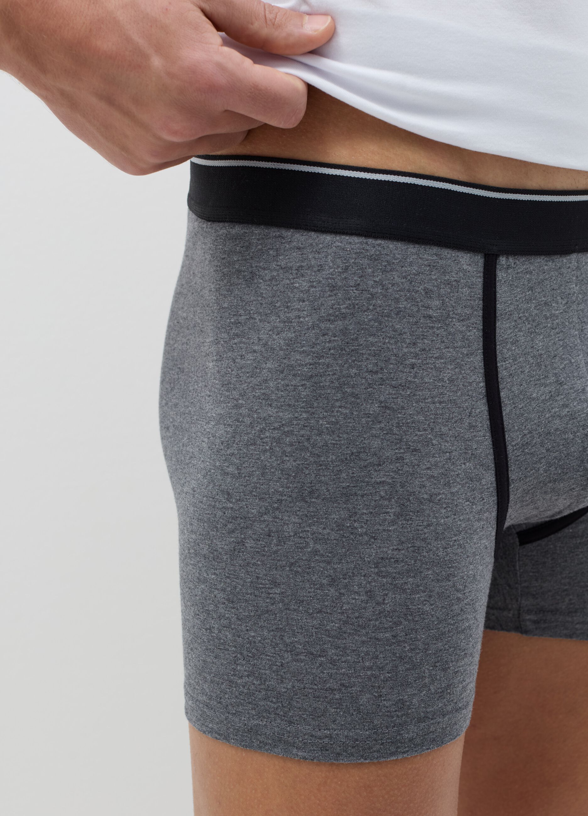 Three-pair pack midi boxer shorts in stretch cotton