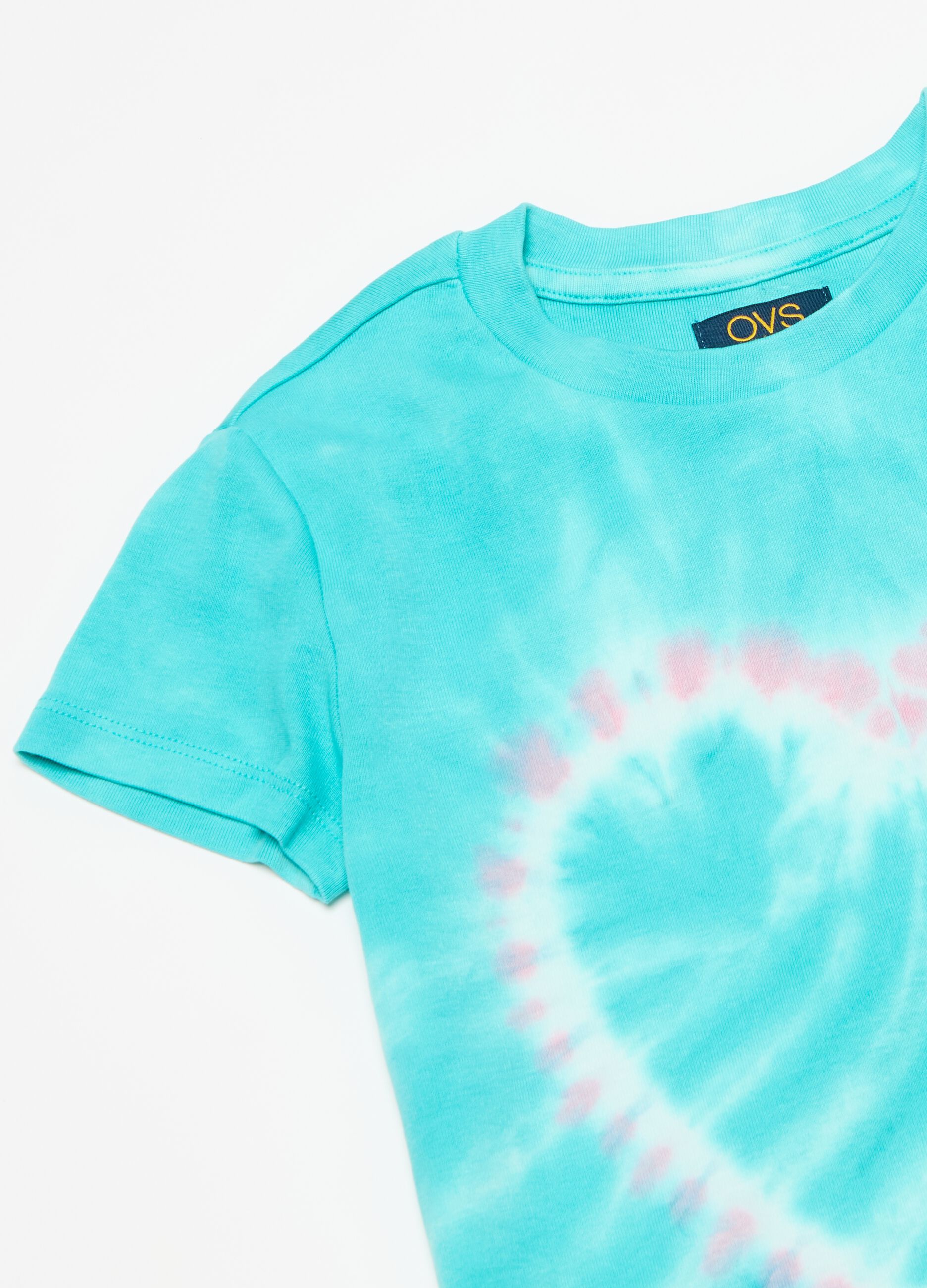 T-shirt Tie Dye con stampa cuore