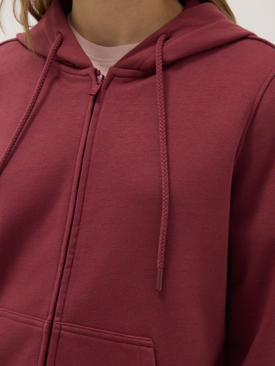 Pink cotton blend hoodie regular fit with zip_3