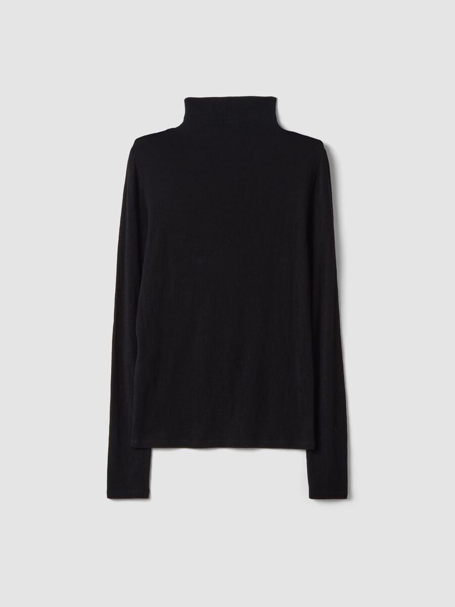 T-shirt nera in modal e cashmere elasticizzato regular fit_6
