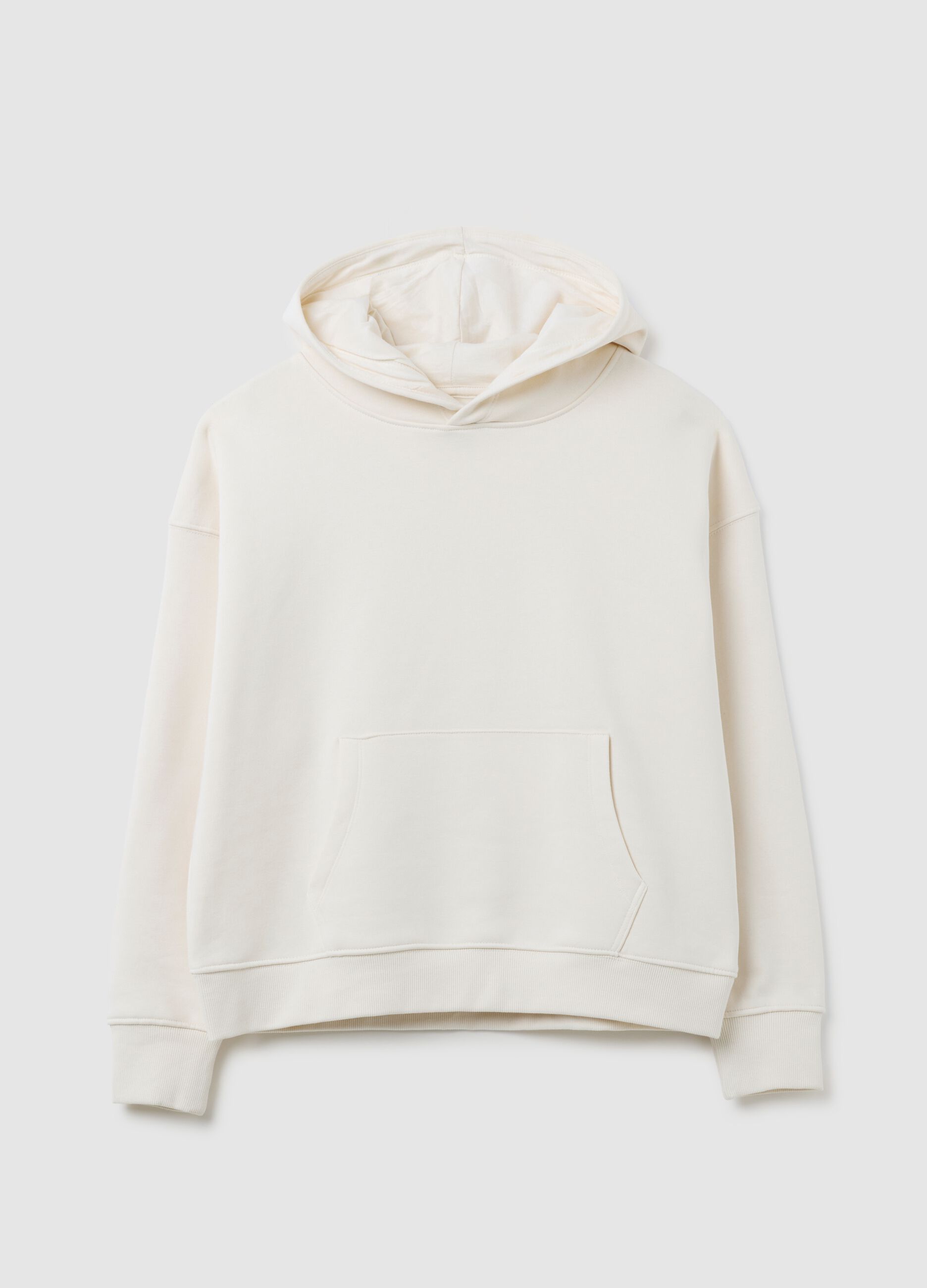 White regular fit cotton blend sweatshirt