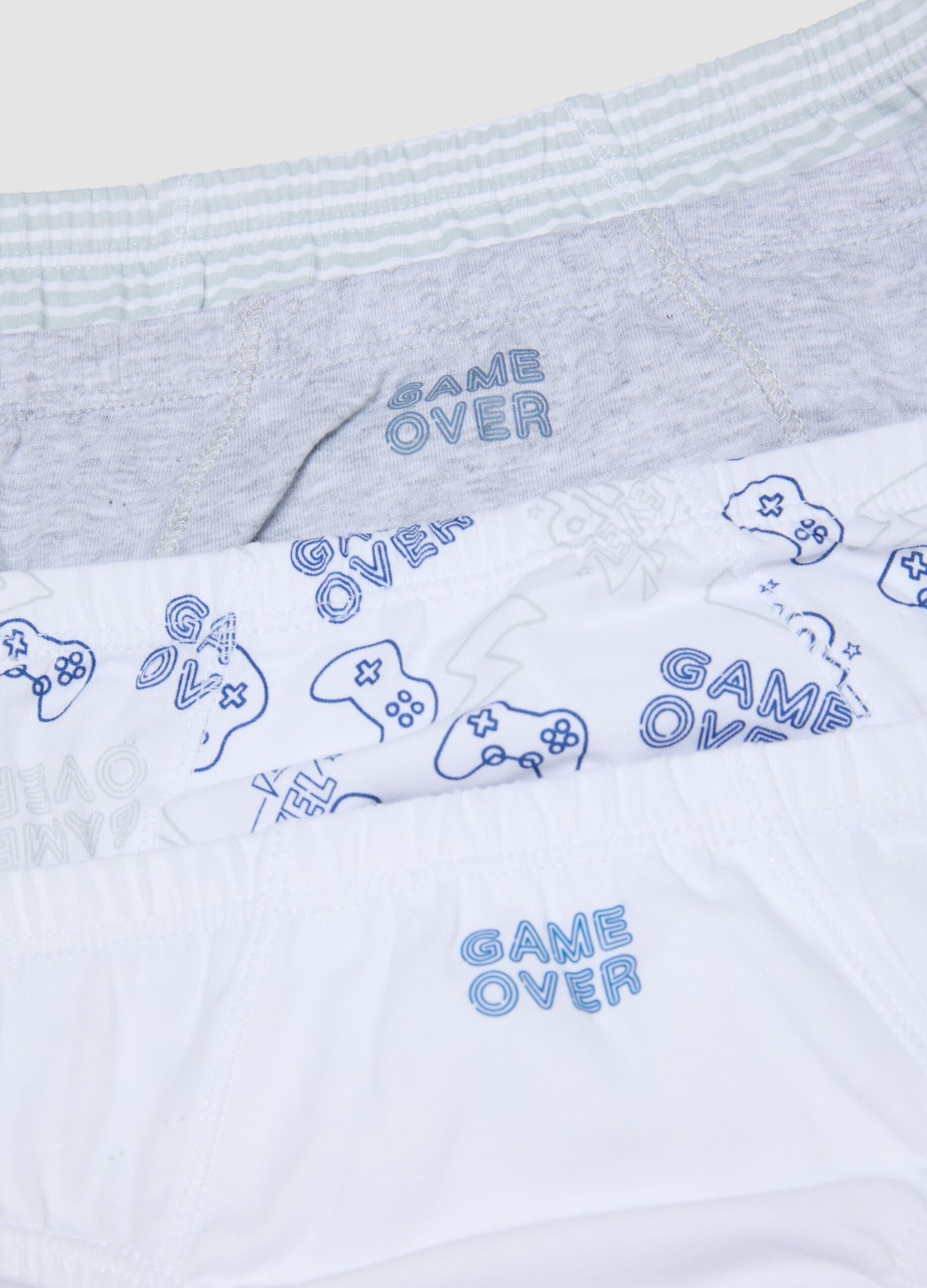 Seven-pack of multicolour videogame-themed briefs in pure organic cotton