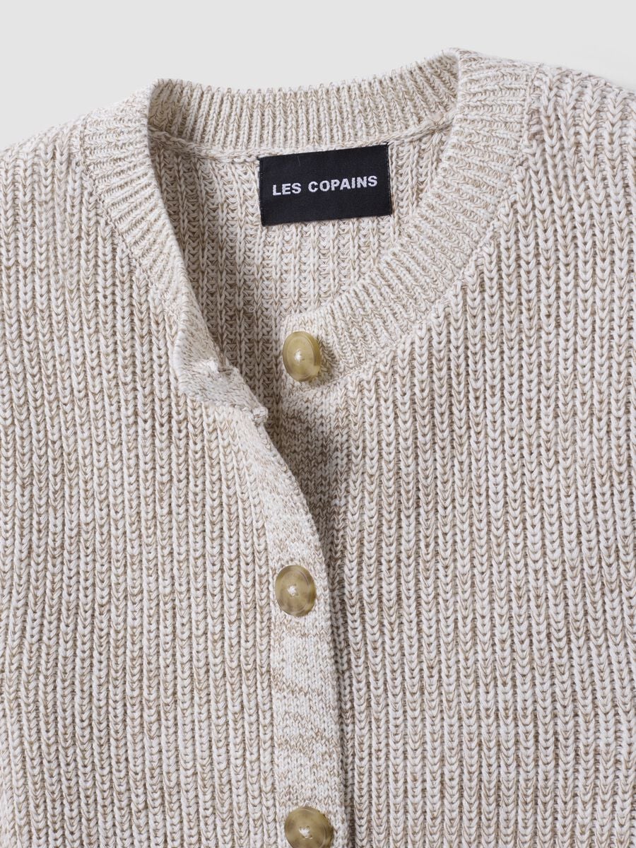 Gilet bianco in puro cotone a maglia con girocollo regular fit_5