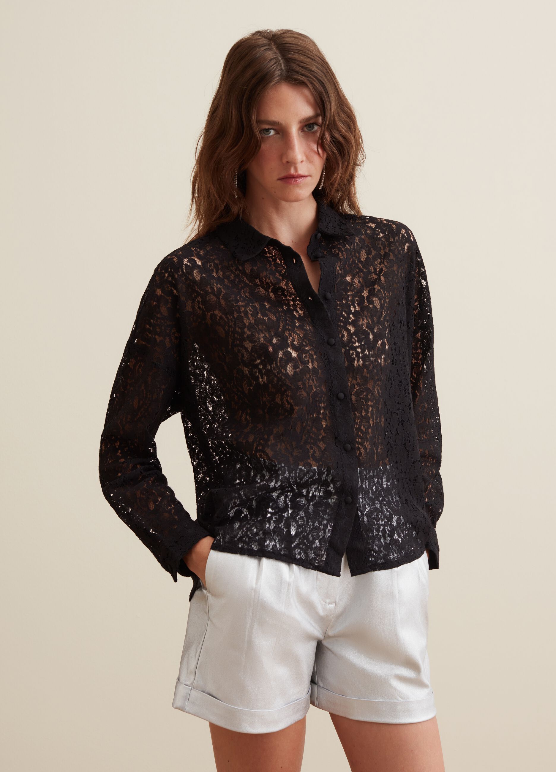 Camicie eleganti in pizzo best sale nero