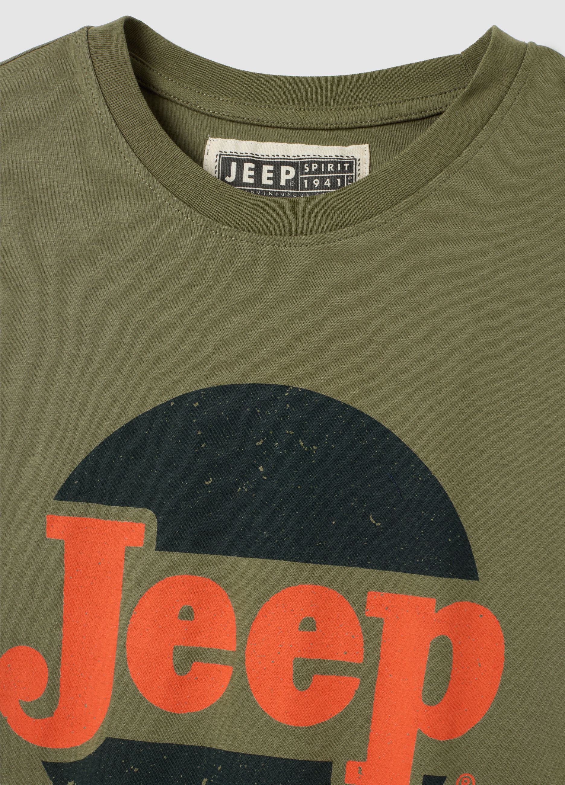 Men's green pure cotton T-shirt regular fit with print