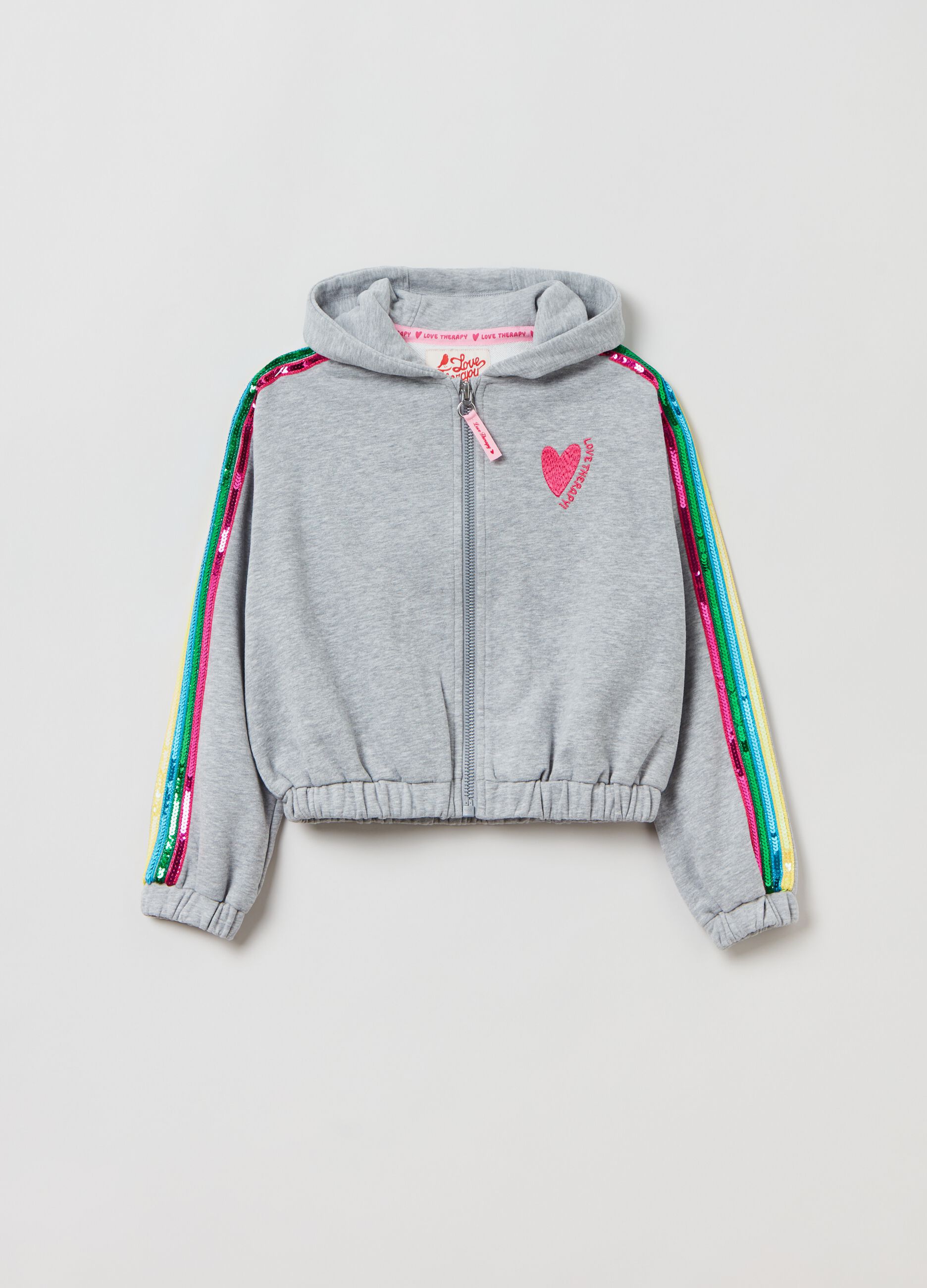 Full-zip con cappuccio e paillettes